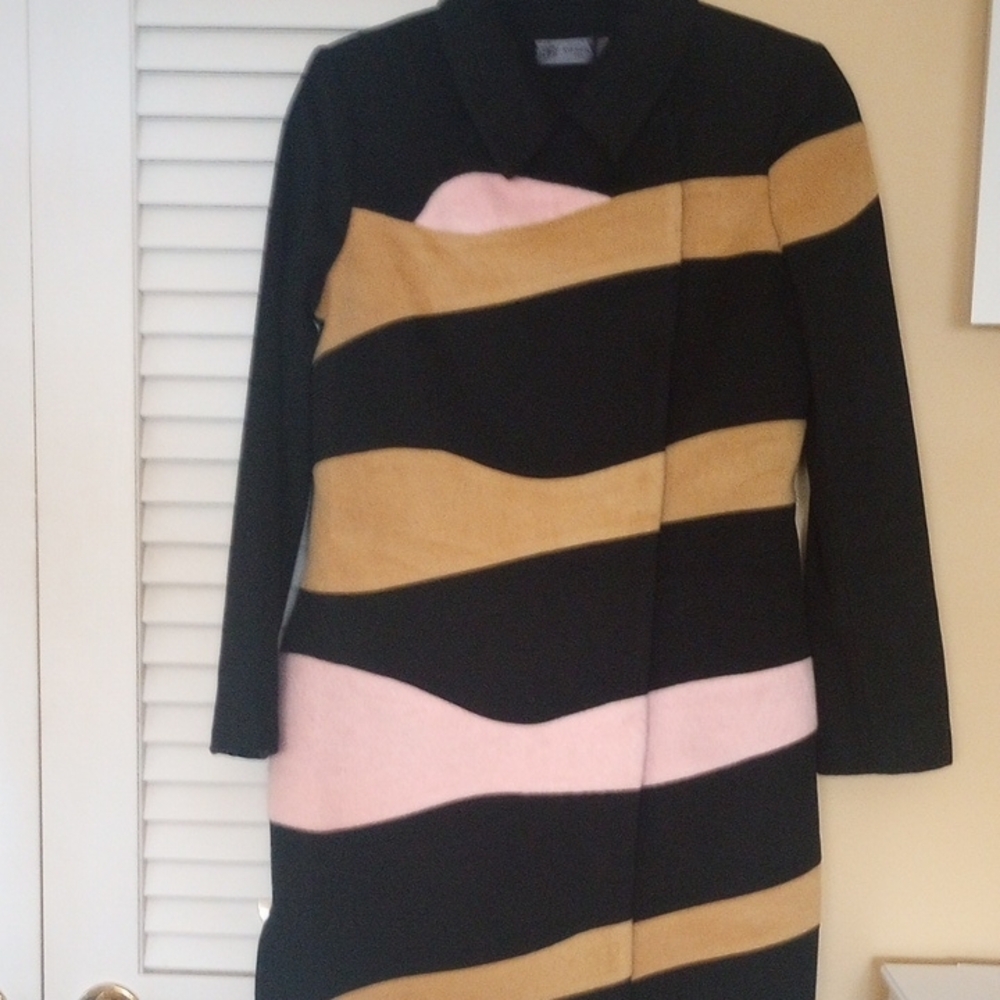 Stylish Black, Pink, and Tan Women's Coat